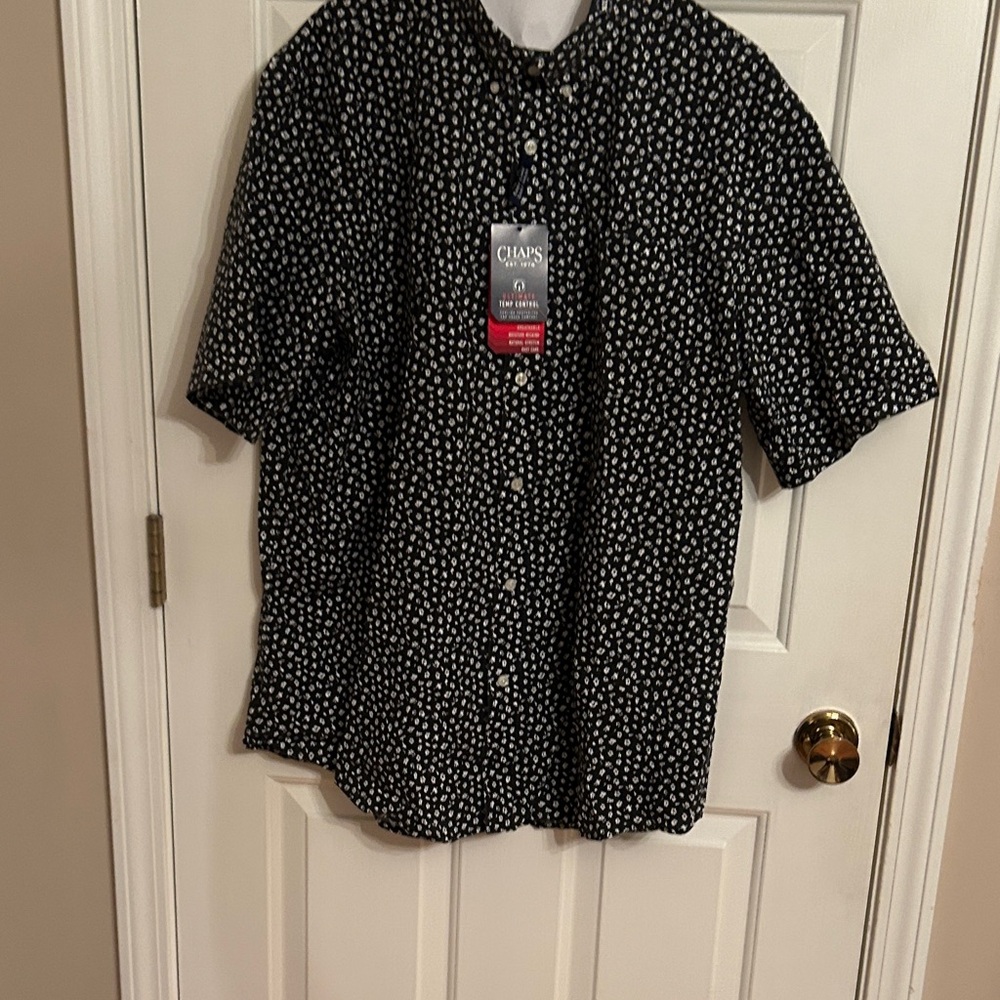 Chaps Black and White Casual Button Down Shirt
